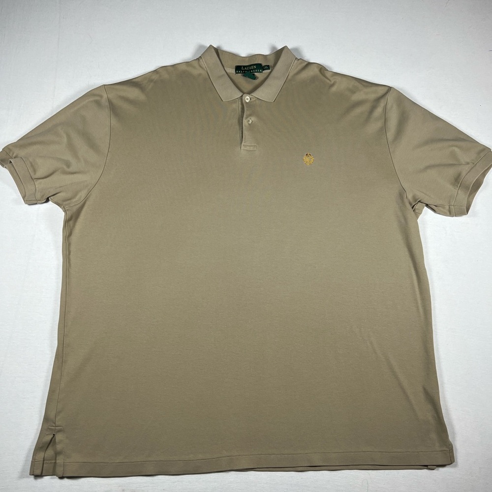 Vintage Lauren Ralph Lauren Beige Tan Polo Gold LRL Logo Men Size XXL